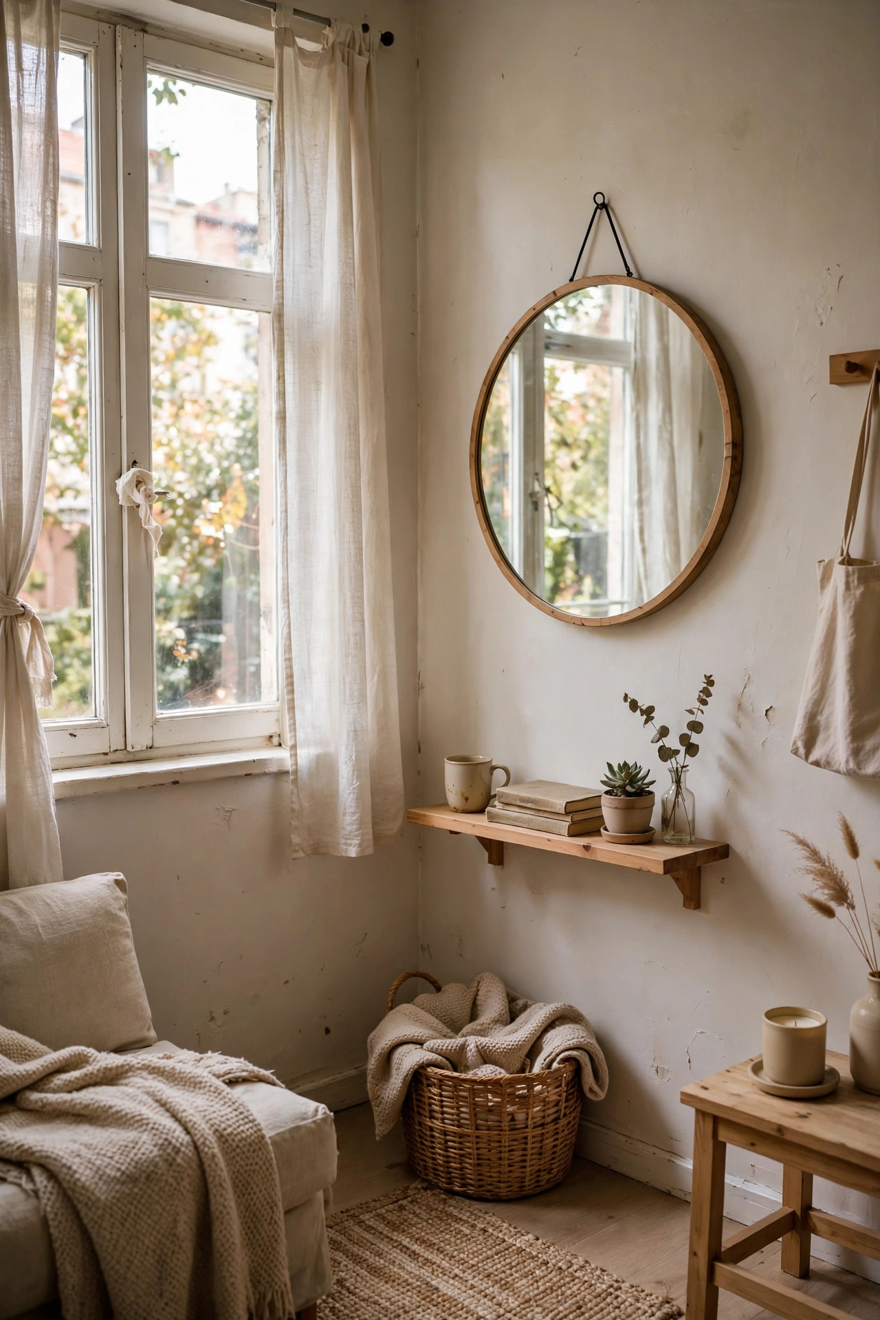 Hang a Mirror Opposite the Window in a small budget-friendly apartment