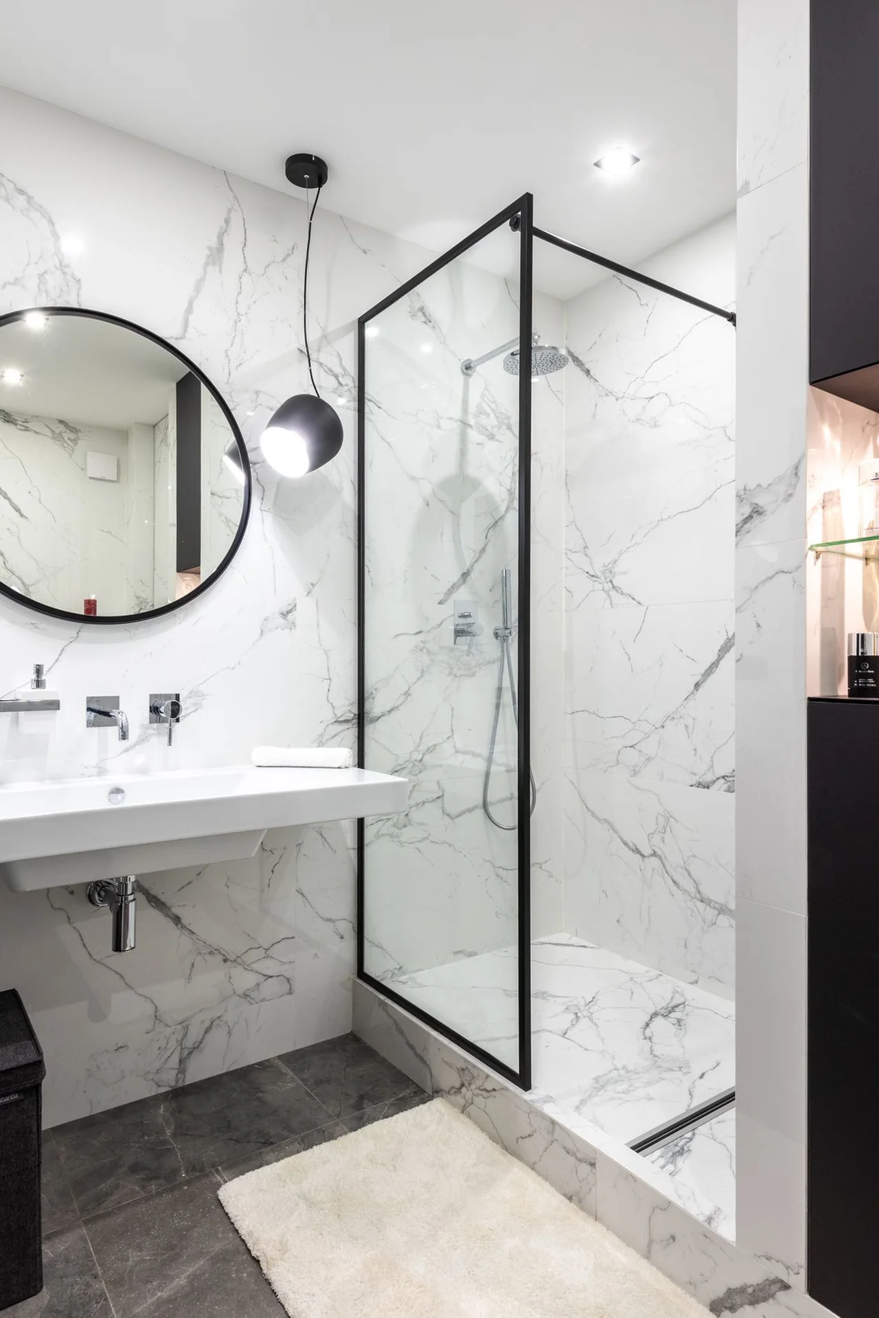 Add an Over-the-Toilet Shelving Unit in a small budget-friendly apartment