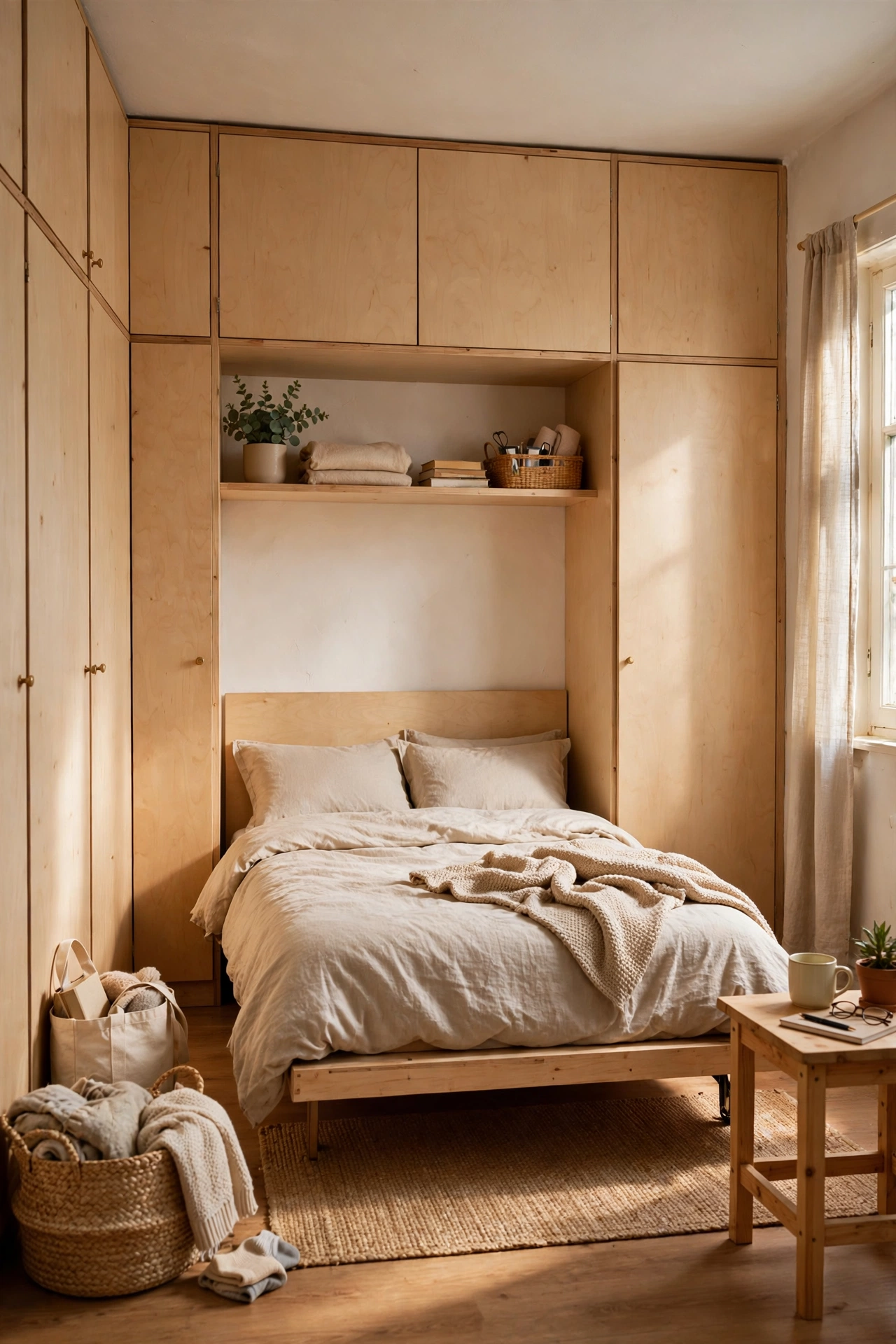 Murphy Bed With a Built-In Wardrobe in a small budget-friendly apartment