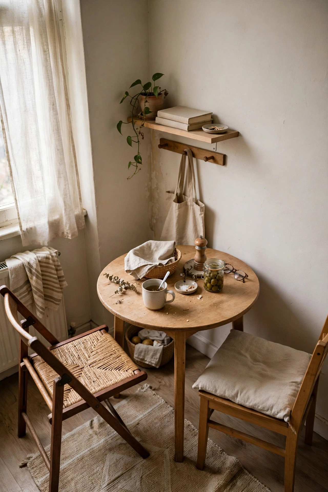 Opt for a Round Table in a Tight Dining Corner in a small budget-friendly apartment