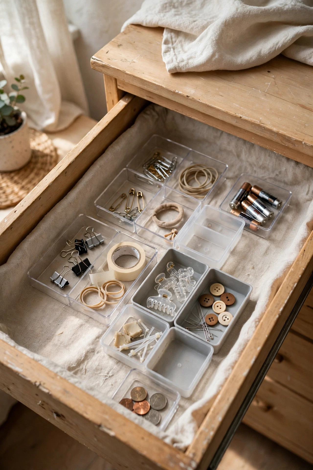 Divide a Drawer With Small Dollar-Store Trays in a small budget-friendly apartment