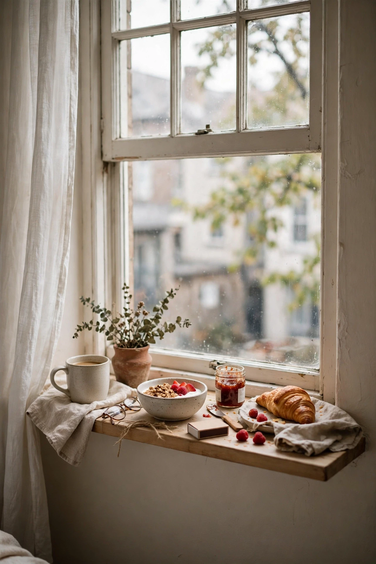 Turn a Windowsill Into a Breakfast Ledge in a small budget-friendly apartment