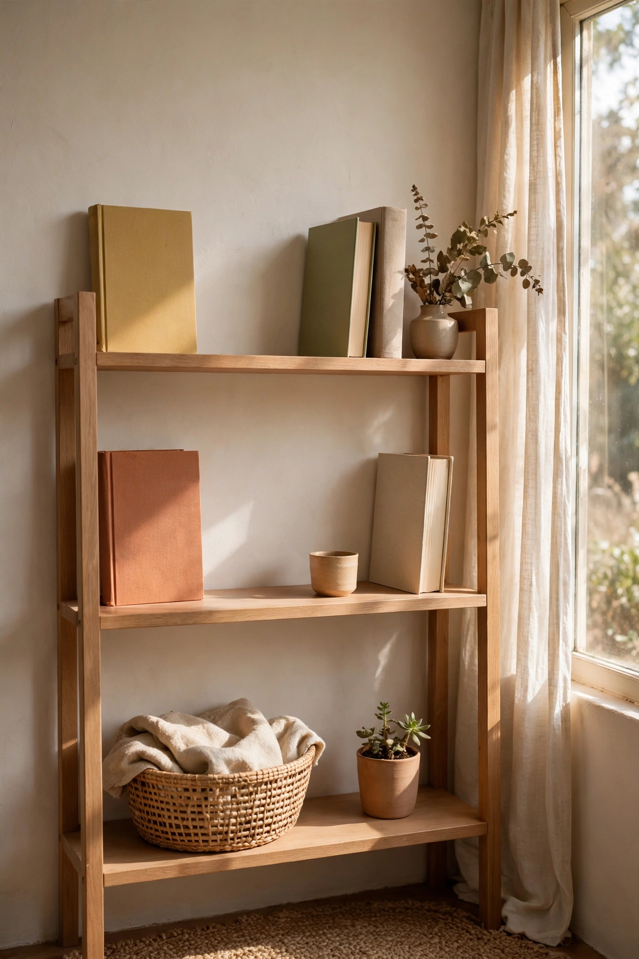 Edited bookshelf at half capacity with generous breathing room