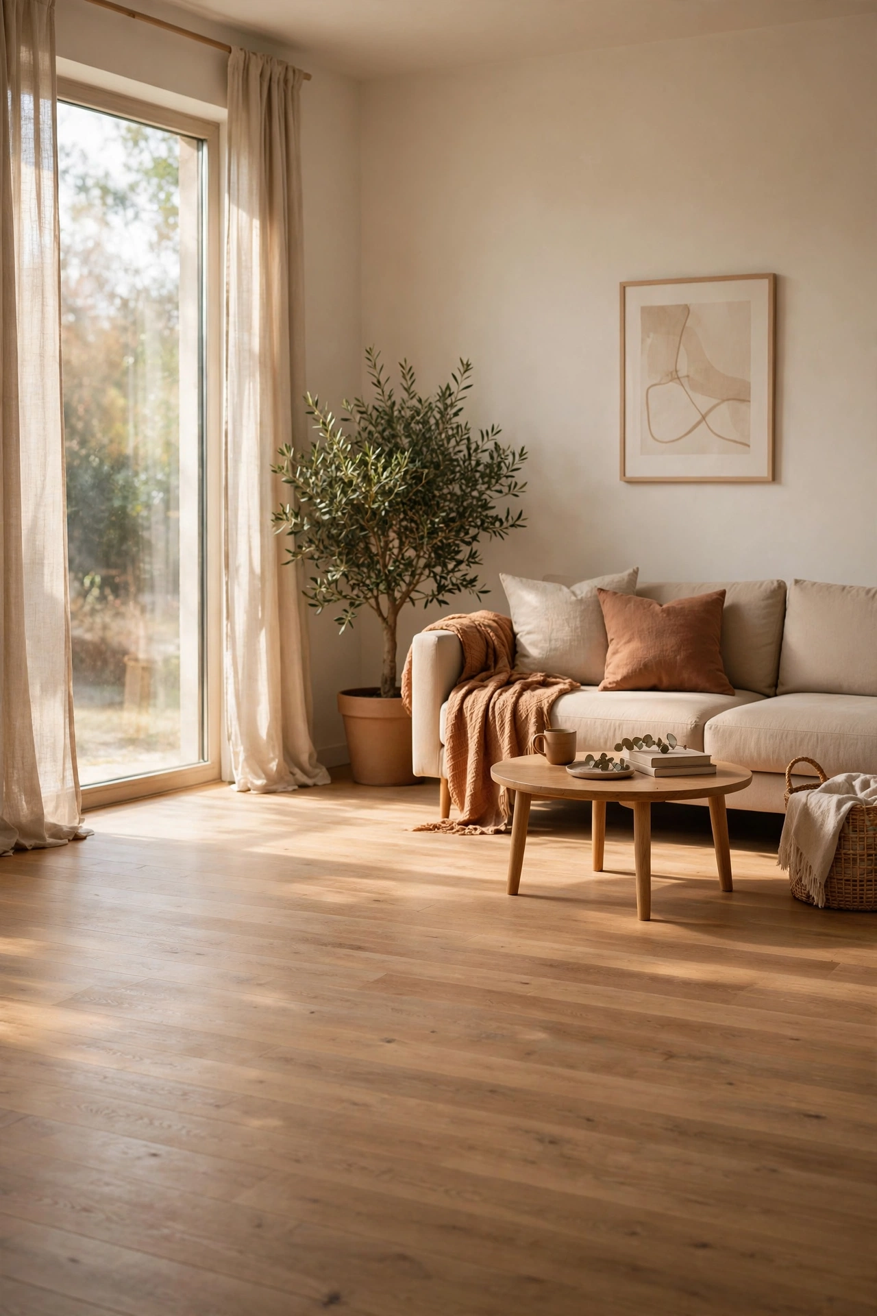 Spacious living room after removing one extra armchair